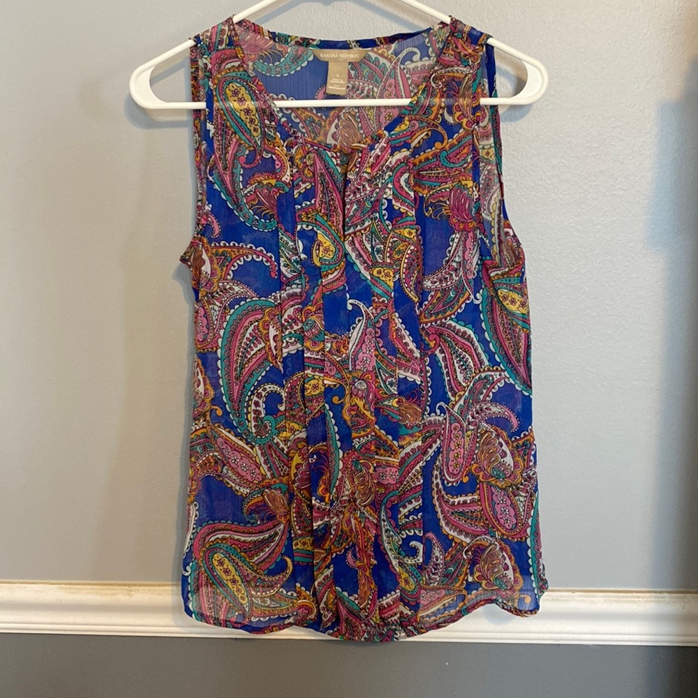 Sheer Paisley sleeveless top by Banana Republic